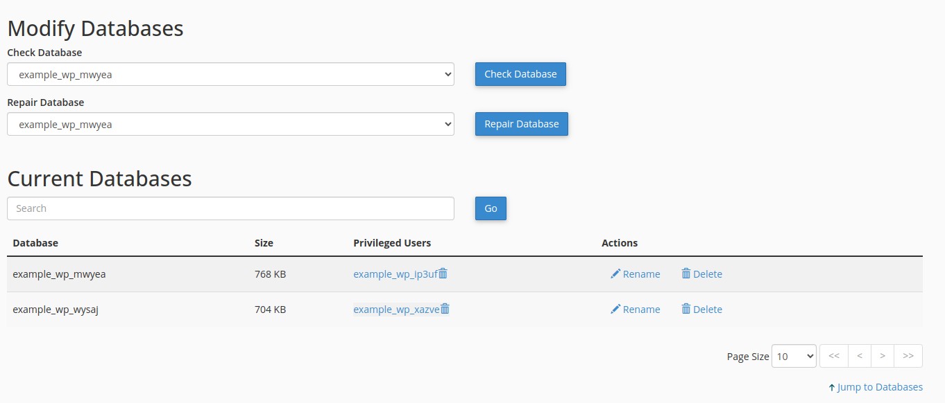 "Manage My Databases" Module