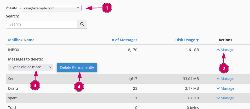 Email Disk Usage screenshot